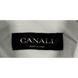 Canali Shirt Mens 16.5 /42 Gray Striped White Dress Button Up Long Sleeve Preppy